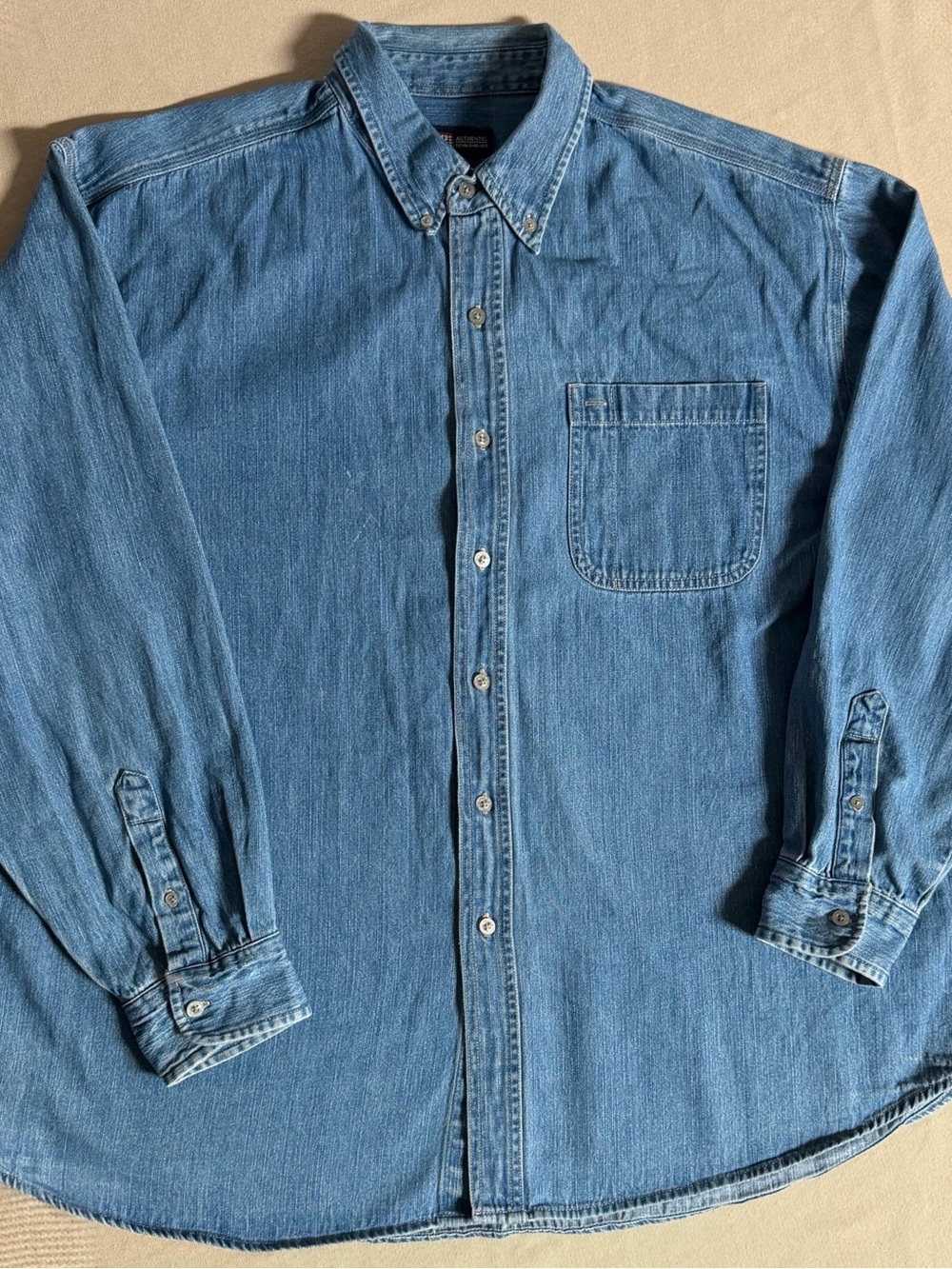 Faded Glory Light Blue Denim Button-Down Shirt
